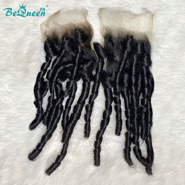 BeQueen-Spitzenverschluss, 4 x 4/5 x 5, kleine, lockere Wellen, 100 % reines Haar, Seidenbasis, 4 x 4-Verschluss 