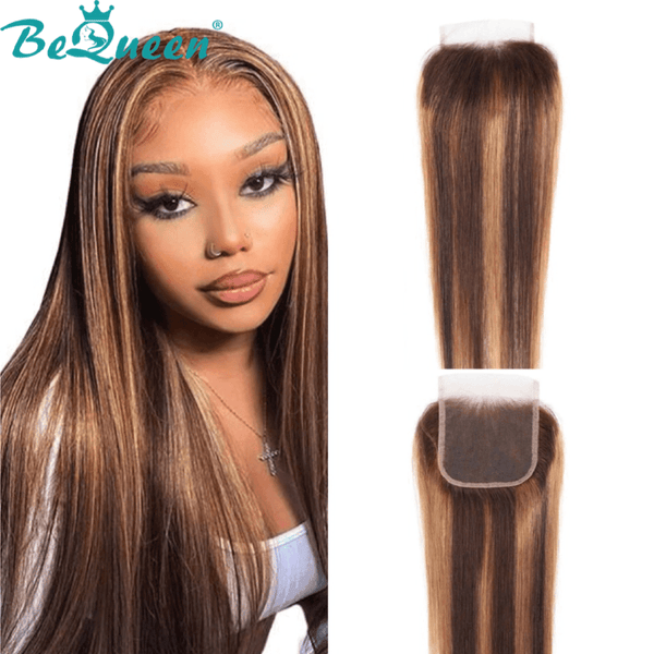BeQueen Lace Closure 4x4 Glattes Haar, Farbe 4/27 