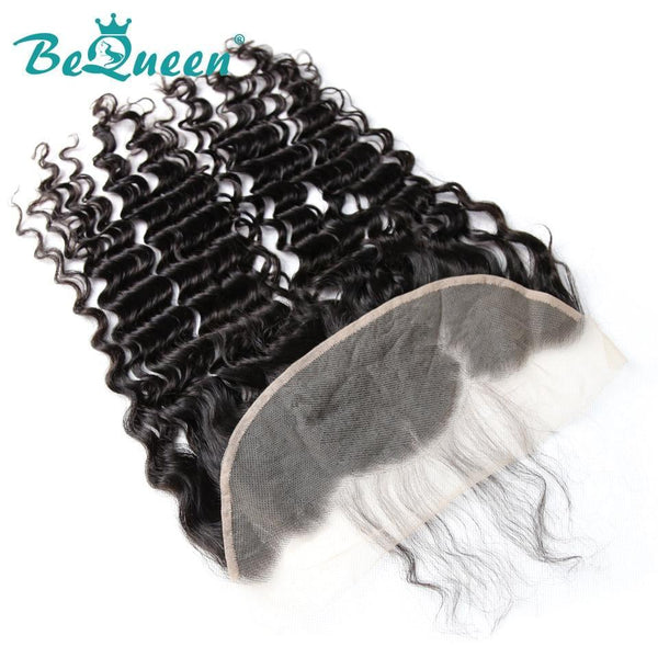 【Bequeen】Virgin Hair Deep Wave Pre-plucked Lace Frontal with Baby Hair Bleached Knots 100% human hair with free shipping - Bequeen Office Store