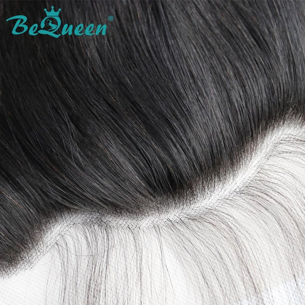 【Bequeen】Virgin Hair Straight Pre-plucked Lace Frontal with Baby Hair Bleached Knots 100% human hair with free shipping - Bequeen Office Store