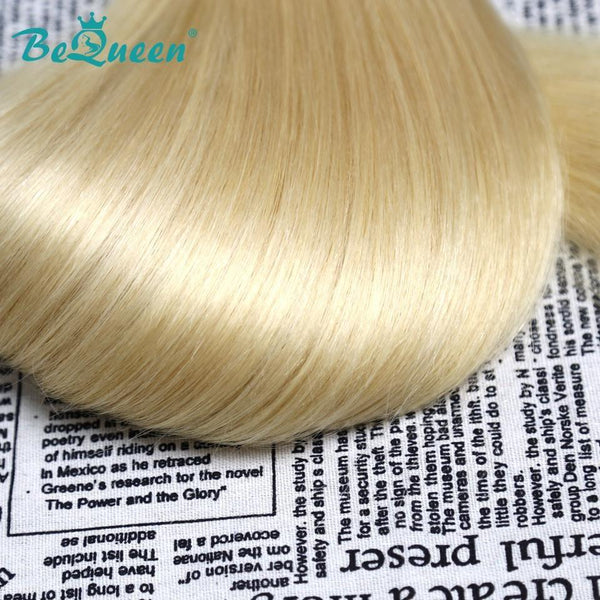 
BeQueen Paquetes de Tejido de Cabello Largo y Liso 100% Cabello virgen de Color Rubio #613 Longitud 12-34 pulgadas