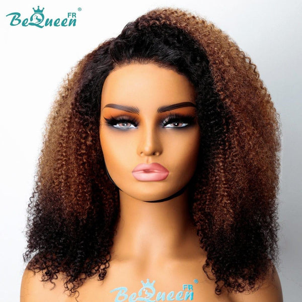 BeQueen "Camara" Long Kinky Curly Frontal Wig Black and Brown and Black