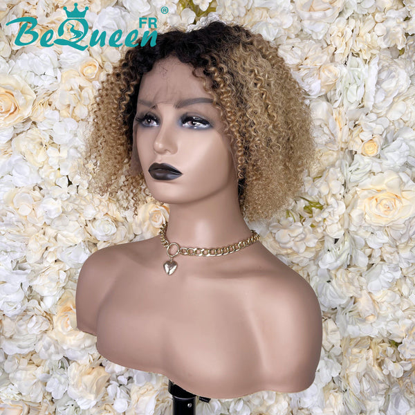 BeQueen Perruque Bob T Part Afro Curly Racine Noir et Miel