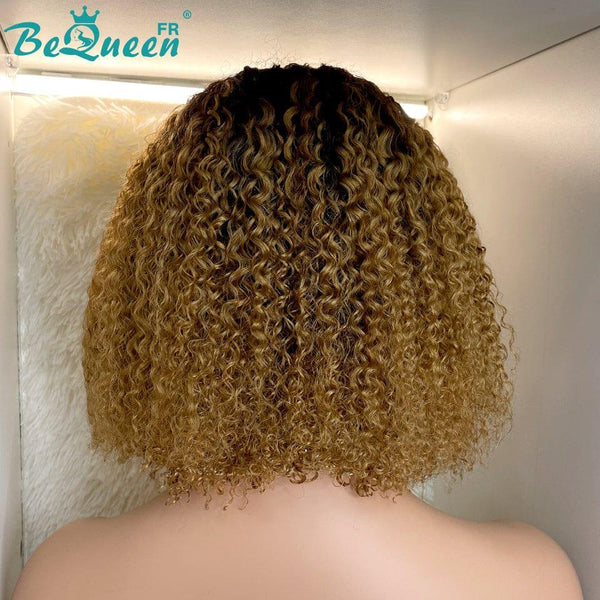 BeQueen Perruque Bob T Part Afro Curly Racine Noir et Miel
