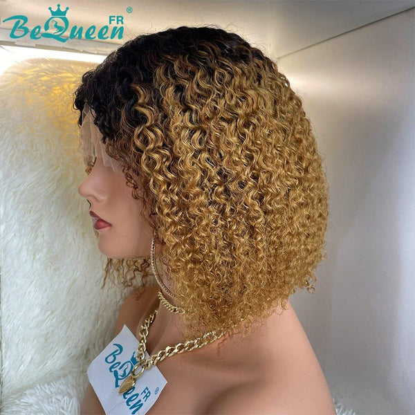 BeQueen Perruque Bob T Part Afro Curly Racine Noir et Miel