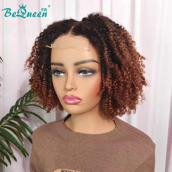 BeQueen Perruque “Branwen” Kinky curly à Dentelle Closure 4x4 Noir et Marron