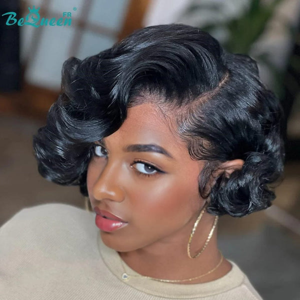BeQueen “Farinelle” Natural Wave Wig with Lace Closure 4*4 Black Asymmetrical 300% Density 100% Vietnamese