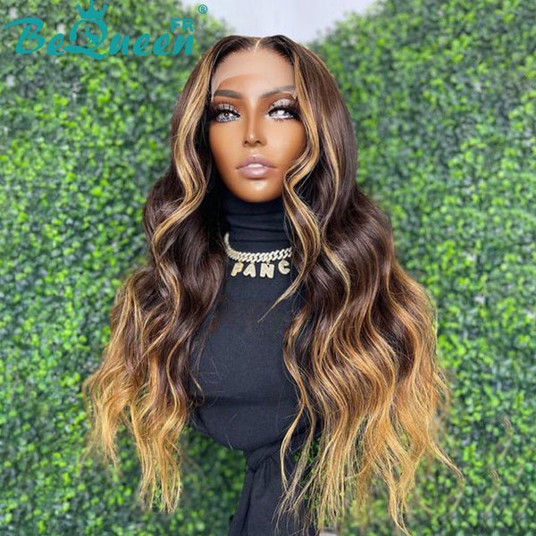 BeQueen Perruque Longue Body wave Racine Noir Châtain mix Miel