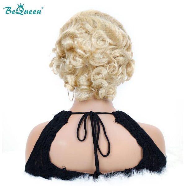 Bequeen Pixie Wig T part Natural wave Blonde #613