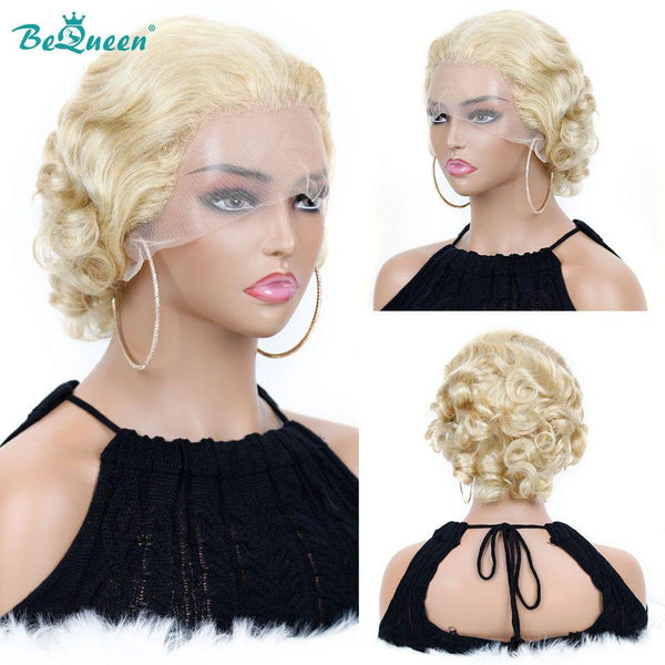 Bequeen Pixie Wig T part Natural wave Blonde #613