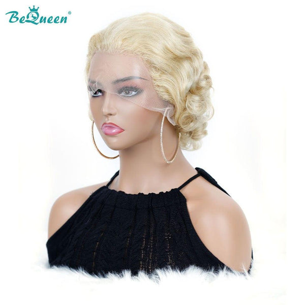 Bequeen Pixie Wig T part Natural wave Blonde #613