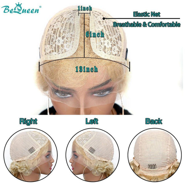 Peluca Beuqeen Pixie T parte onda natural rubia 