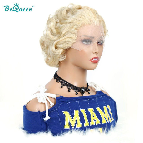 Peluca Beuqeen Pixie T parte onda natural rubia 