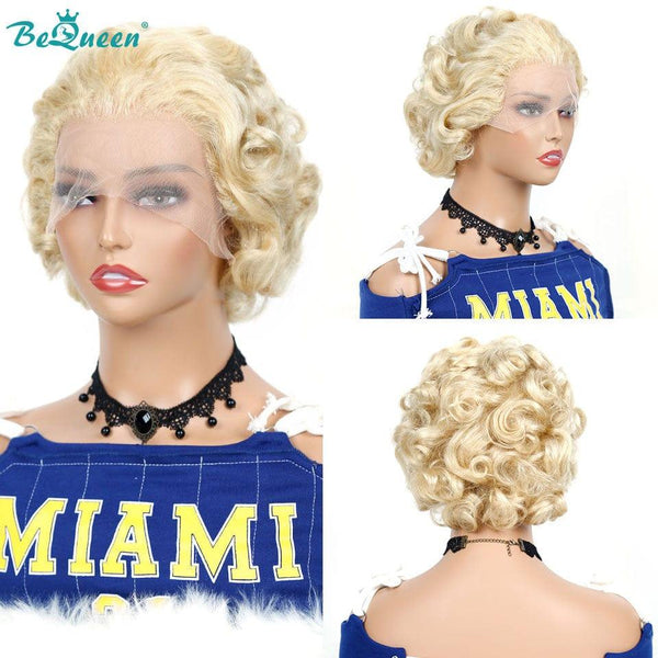 Peluca Beuqeen Pixie T parte onda natural rubia 