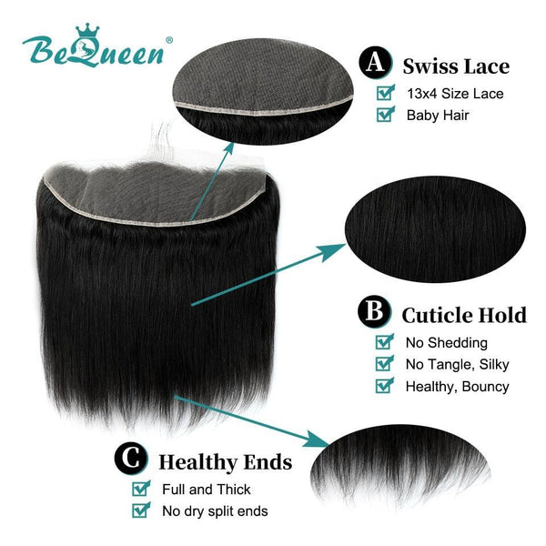 BeQueen Frontal de encaje transparente 13x4 13x6 Cabello rizado previamente despeinado 