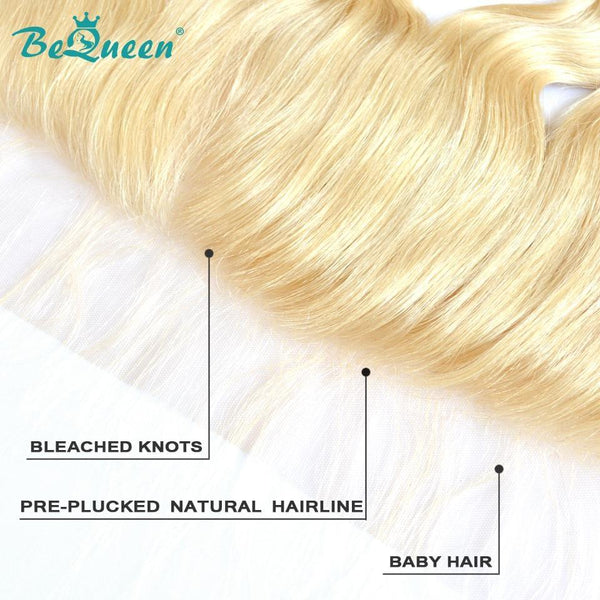 BeQueen Lace Frontal Sheer 13x4 Body Wave 100% Virgin Hair Blonde Color #613 