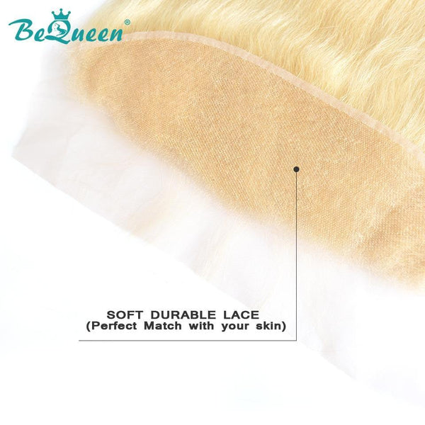 BeQueen Dentelle frontale transparente 13x4 Cheveux Humains Lisses de couleur Blonde #613
