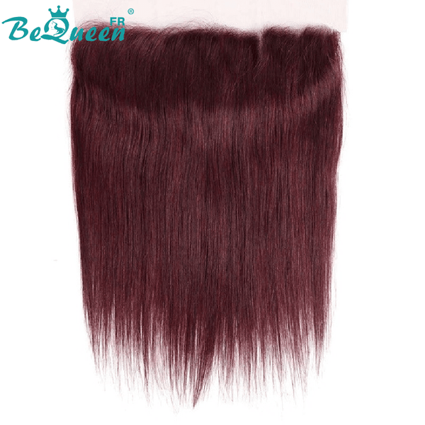 BeQueen Dentelle frontale transparente 13x4 Cheveux Humains Lisses de couleur Rouge #99j