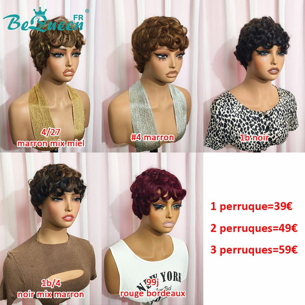 Bequeen Perruque “Simmy” Pixie en Différentes Couleurs Sans Colle Prêt À Porter（Écrivez la couleur souhaitée dans la zone notes de votre commande）
