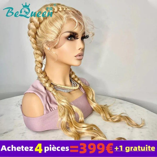 BeQueen 399€=4 Perruques Perruque Double Nattes bipolaire Longue Blonde