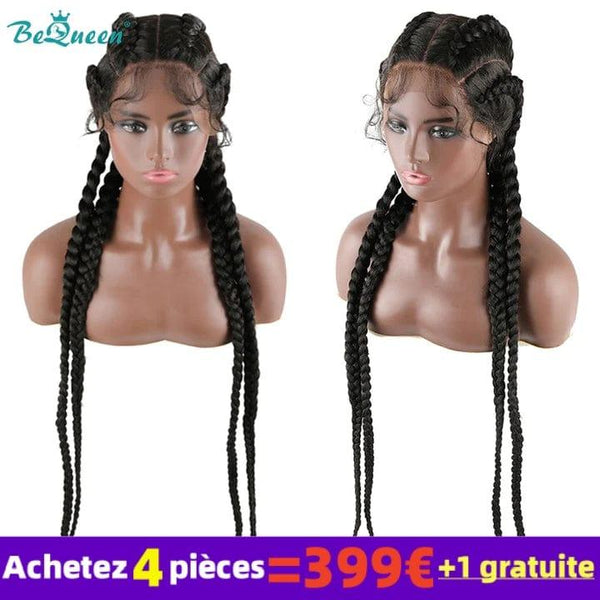BeQueen €399=4 Wigs Wig in 4 Long Braids 30inches Black