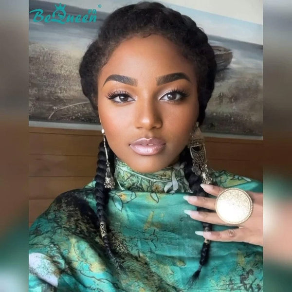 BeQueen BeQueen “Iwa” 16 inch Long Wig in Braids Curly Edges Kinky Straight with 13x6 Lace Frontal Ready to Wear Glueless