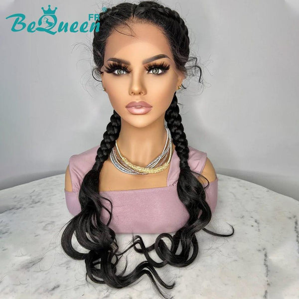 BeQueen Wig Double Braids Bipolar 100% Synthetic Fiber Long Hair 26 inches Natural Scalp