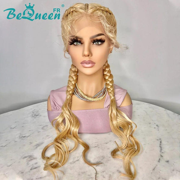 BeQueen Wig Double Braids Bipolar 100% Synthetic Fiber Long Hair 26 inches Natural Scalp