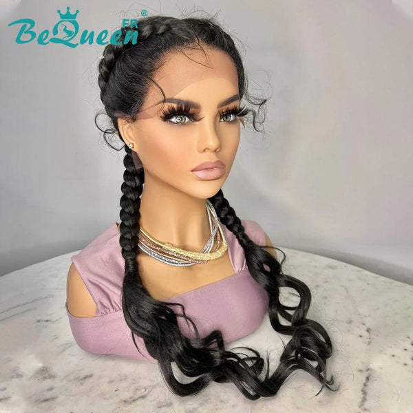BeQueen Wig Double Braids Bipolar 100% Synthetic Fiber Long Hair 26 inches Natural Scalp