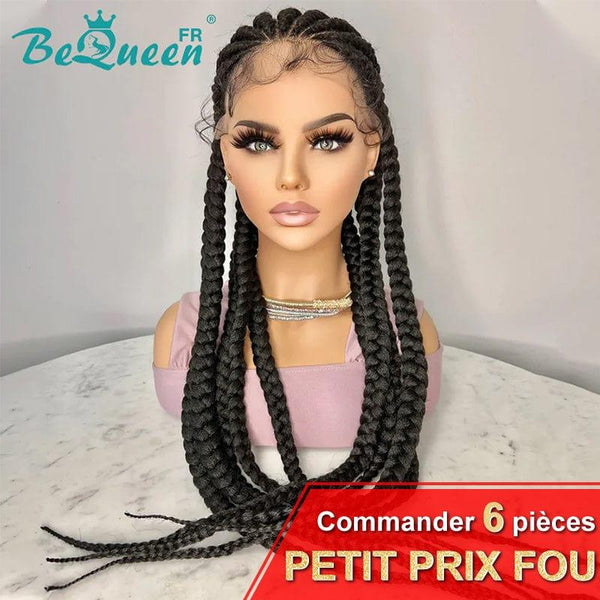BeQueen Full lace braids wig Ghana braids 100% synthetic fiber Natural scalp CRAZY low price