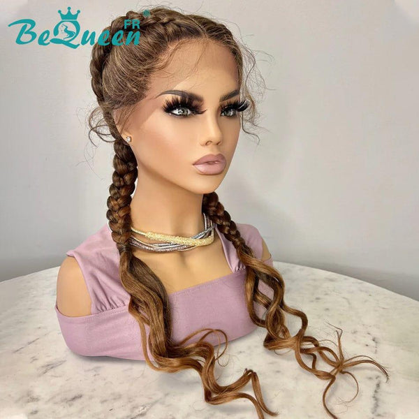 BeQueen Wig Double Braids Bipolar 100% Synthetic Fiber Long Hair 26 inches Natural Scalp