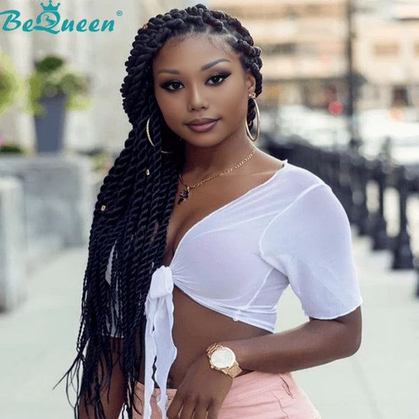 Bequeen 3/6 Pacotes de Paixões Torções de Cor Preto 100% Fibra sintética Modelo de Crochê