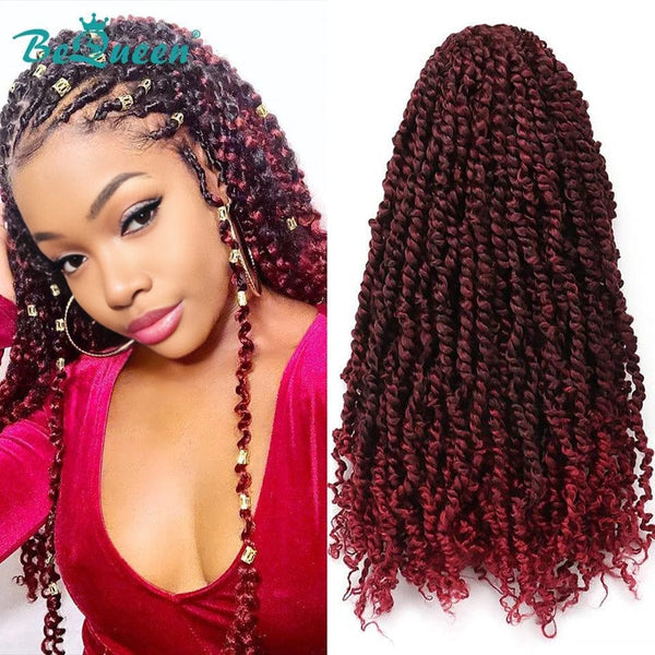 Bequeen 3/6 Pacotes de Paixões Tranças Coloridas Vinho Tinto 100% Fibra sintética Modelo de Crochê