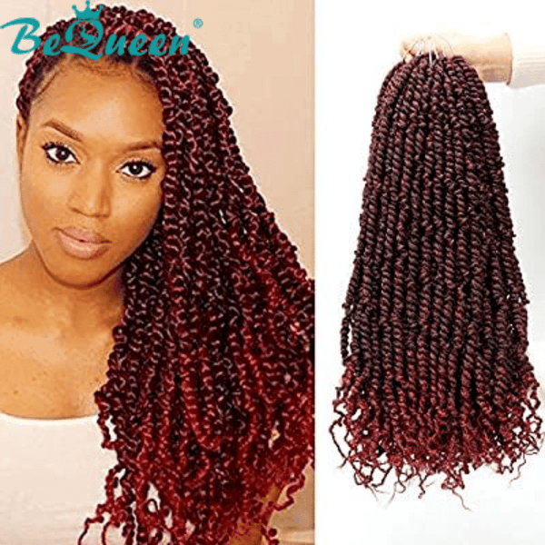 Bequeen 3/6 Packs Burgundy Red Color Passion Twists 100% Synthetic Fiber Crochet Pattern 