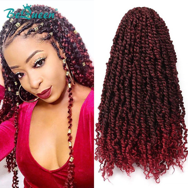 Bequeen 3/6 Packs Burgundy Red Color Passion Twists 100% Synthetic Fiber Crochet Pattern 