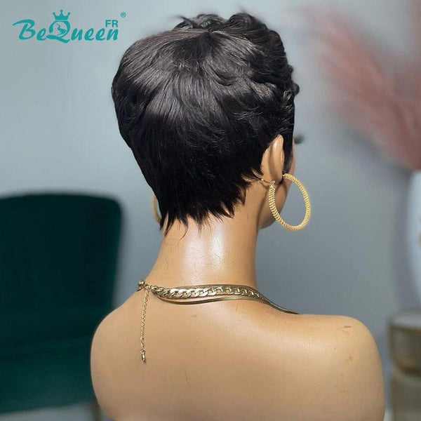 BeQueen 99 € = 2 „Brigitte“-Perücken Glatte, maschinell gefertigte Pixie-Perücke 