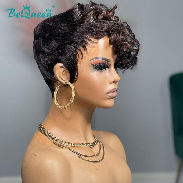 BeQueen 99 € = 2 „Brigitte“-Perücken Glatte, maschinell gefertigte Pixie-Perücke 
