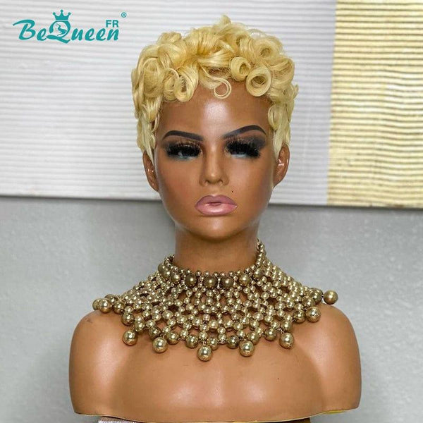 BeQueen 99 € = 2 „Eileen“-Perücken Blonde, glatte, maschinell gefertigte Pixie-Perücke 