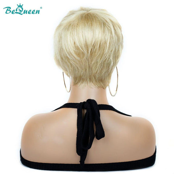 Bequeen 99€ = 2 „Sue“ Perücken Gerade Pixie Perücken mit Pony Blond zur Maschine 