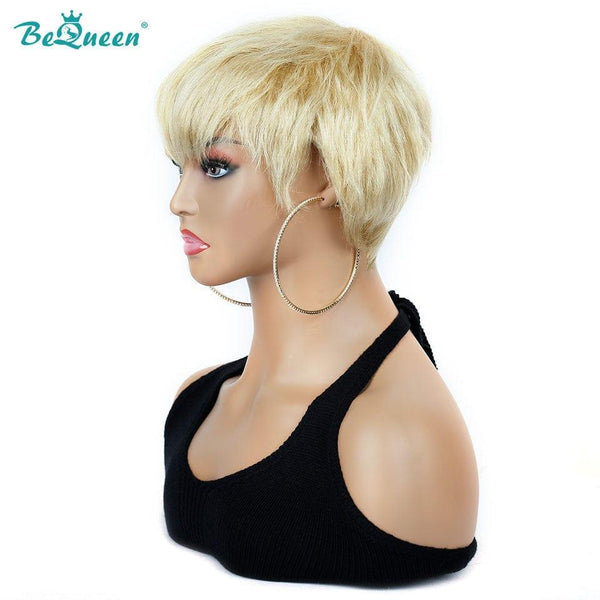 Bequeen 99€ = 2 „Sue“ Perücken Gerade Pixie Perücken mit Pony Blond zur Maschine 