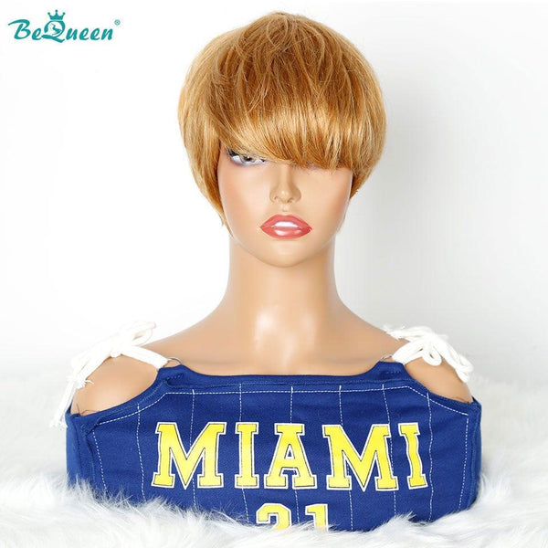 Bequeen 99€ = 2 „Sue“ Perücken Gerade Pixie Perücken mit Pony Blond zur Maschine 