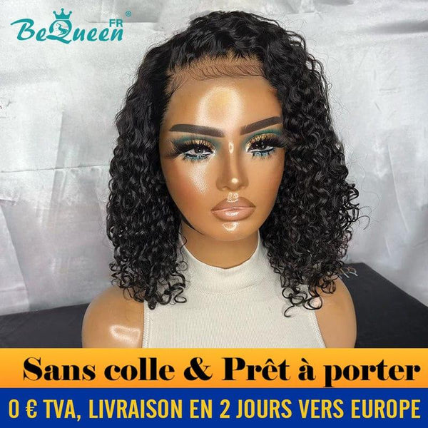 BeQueen "Demi" Peruca Personalizada Bob Onda Profunda Pronta a Usar Sem Cola 4X4 Cabelo Cru 200% Densidade em França