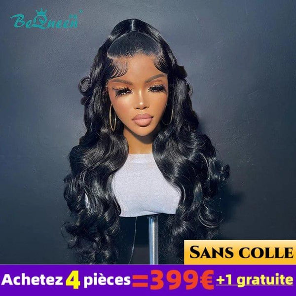 BeQueen 399 € = 4 Perücken „Dania“ Lange gewellte, leimlose Spitzenperücke 4X4