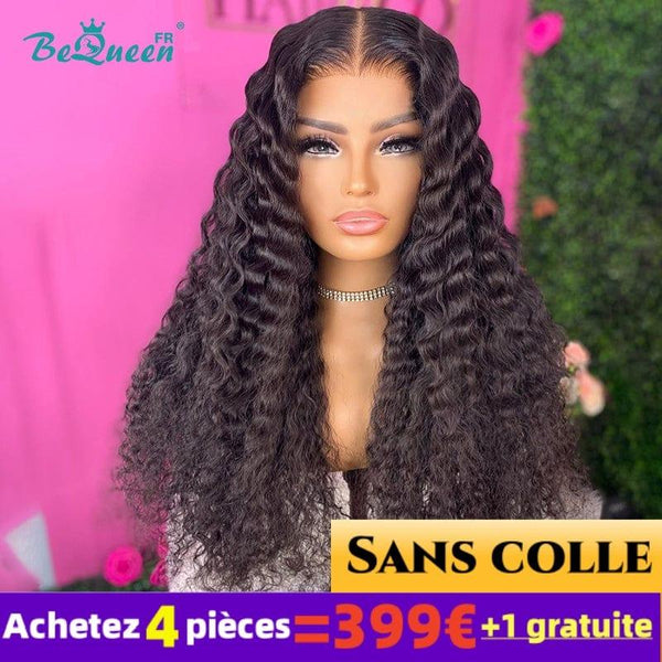 BeQueen 399 € = 4 „Jessie“-Perücken, lange, tief gewellte, leimlose Spitzenperücke, 4 x 4 