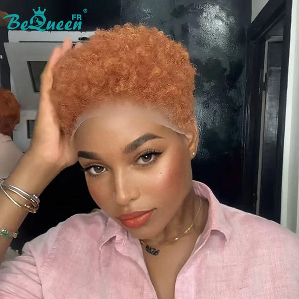 BeQueen "Edwina" Perruque court afro avec Lace Frontale 13x4 noir ou marron