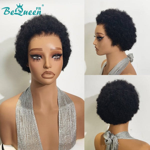 BeQueen "Edwina" Perruque court afro avec Lace Frontale 13x4  sans colle