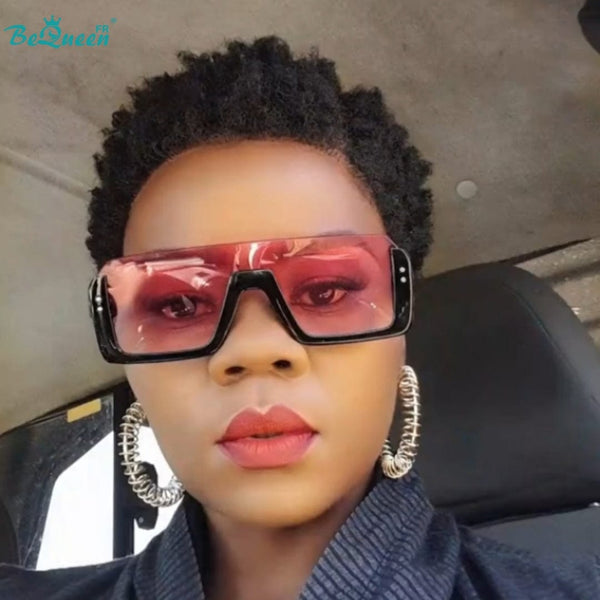 BeQueen "Edwina" Perruque court afro avec raie du côté avec Lace Frontale 13x4 sans colle