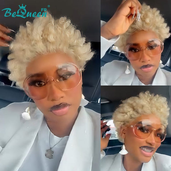 BeQueen "Edwina" Kurzhaar-Perücke Afro Braun und Marron mit 13x4 Lace Front Style 2
