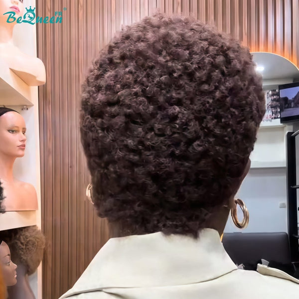 BeQueen "Edwina" Perruque Marron afro Prêt à porter 100% cheveux humains