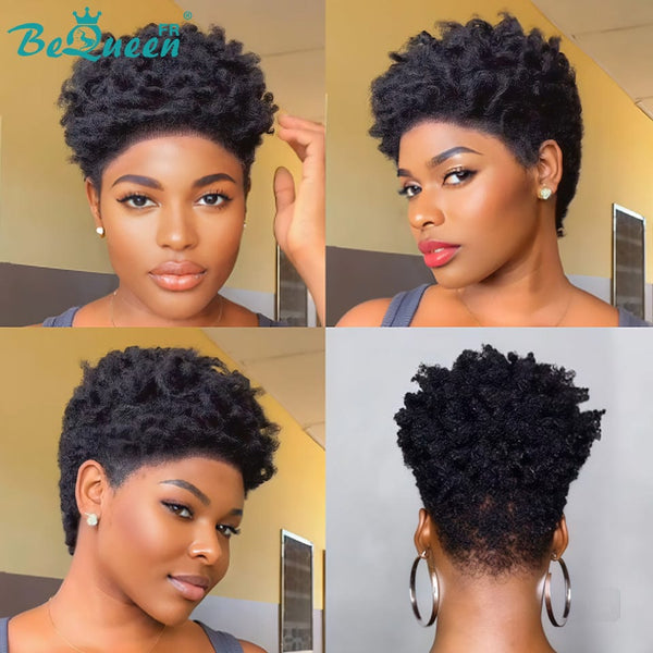 BeQueen "Edwina" Perruque noir afro avec Lace Frontale 13x4